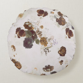Almofada Redonda Elegante Rosa Castanho bege Floral Toile