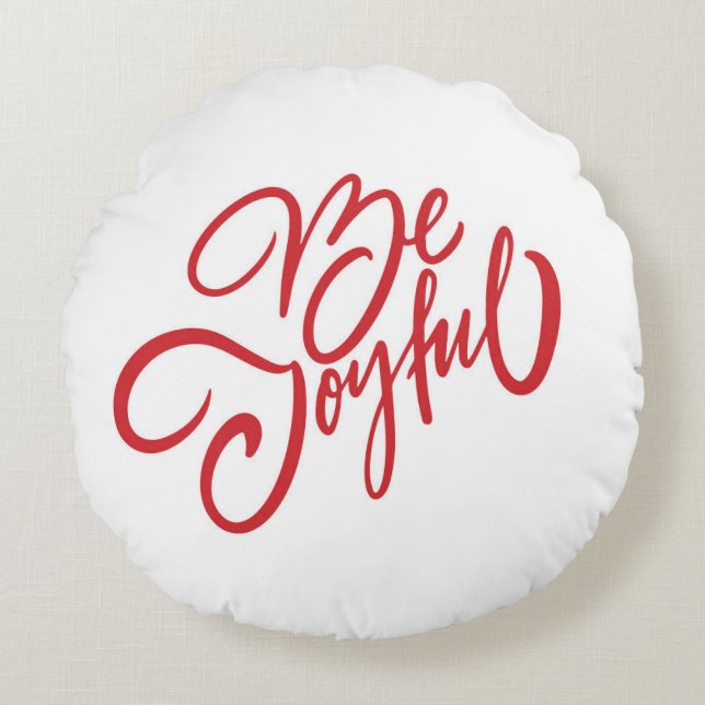 Almofada Redonda Elegante Seja Joyful Holiday Design (Frente)