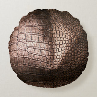 Almofada Redonda Elegante textura de couro noturno.