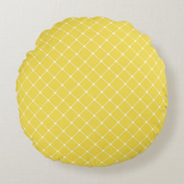 Almofada Redonda Elegante Trellis Pattern | Amarelo ensolarado