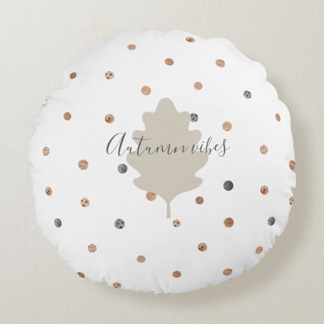 Almofada Redonda Elementos botânicos inspirados na fantasia (Frente)