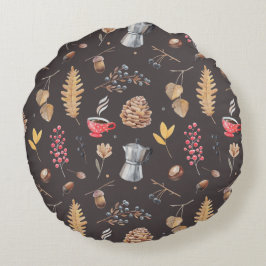 Almofada Redonda Elementos botânicos inspirados na fantasia