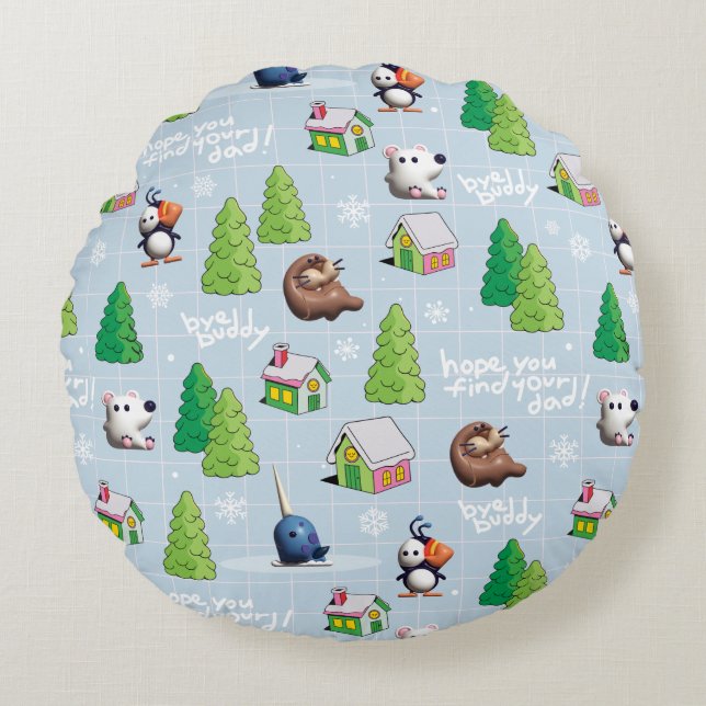 Almofada Redonda Elf o Filme | Tchau Amigo Espero Que Encontrem O S (Frente)