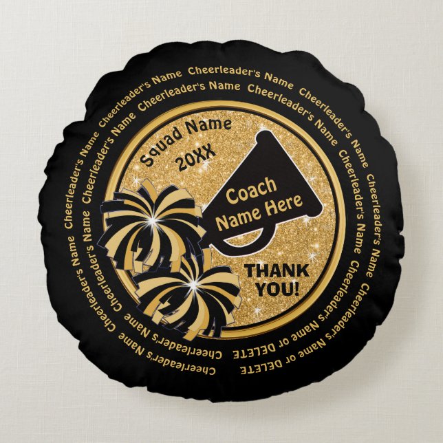 Almofada Redonda Elogio preto e Dourado do presente da apreciação (Frente)