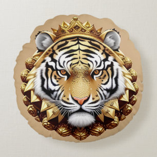 Almofada Redonda Emblema da Crista do Tigre Dourado