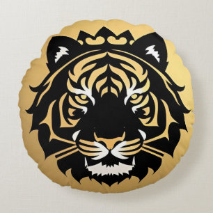 Almofada Redonda Emblema da Crista do Tigre Dourado
