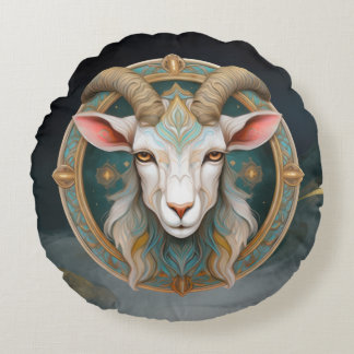Almofada Redonda Emblema de Cabra Grimmloch RPG de Fantasia