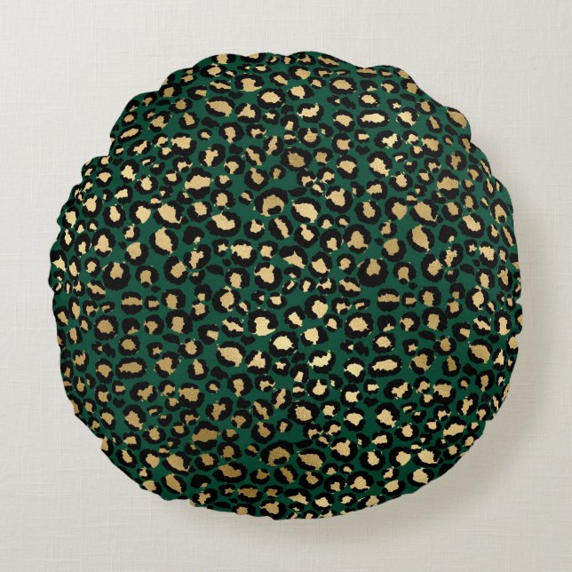 Almofada Redonda Emerald e Dourado Safari Series Design 1 (Frente)