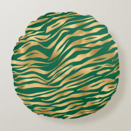 Almofada Redonda Emerald e Dourado Safari Series Design 2
