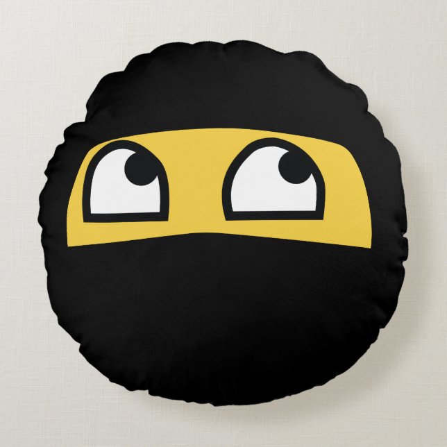 Almofada Redonda Emoji bonito de Lil Ninja (Frente)
