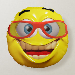 Almofada Redonda Emoticon 3d engraçado