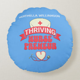 Almofada Redonda Empreendedor de Enfermeiro Azul Personalizado