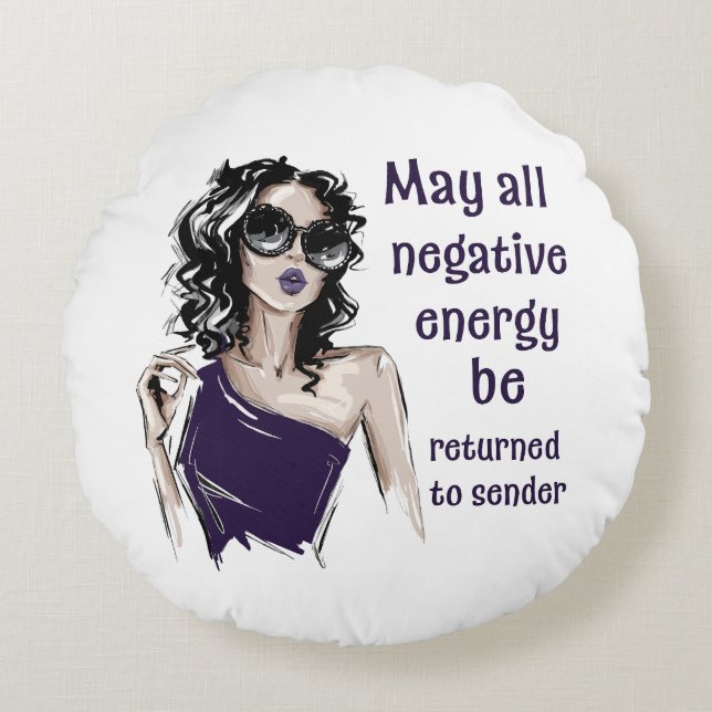 Almofada Redonda Energia negativa deve ser devolvida ao remetente (Frente)