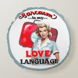 Almofada Redonda Enfermeira Cuja Linguagem Pinup_ Love