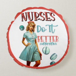 Almofada Redonda Enfermeira Nostálgica Bonita Enfermeira Pinup Faz