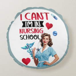 Almofada Redonda Enfermeira Nostálgica Bonita Se Aproxima Na Enferm