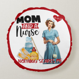 Almofada Redonda Enfermeira Nostálgica e Bonita Aperte Mãe e Enferm