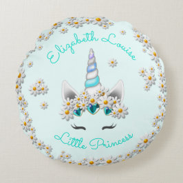 Almofada Redonda Enfermeiro Magical Teal Unicorn Princess Crown