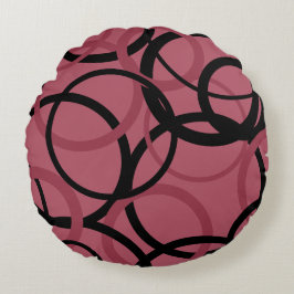 Almofada Redonda Enfumaçado Topaz e Círculos Pretos