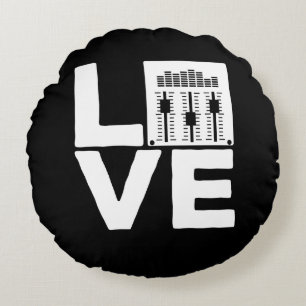 Almofada Redonda Engenheiro de som Love Mixer Soundboard Audio Musi