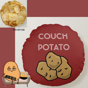 Almofada Redonda Engraçada "Batata de Couch" + Batata Escopa De Vig