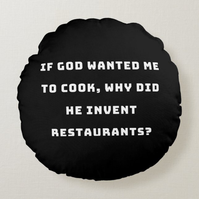 Almofada Redonda Engraçada Esposa, Odeio Cozinhar Engraçado. (Frente)