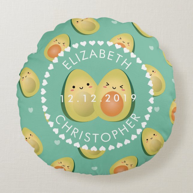 Almofada Redonda Engraçado, adoro-te Vamos Avocuddle Anniversário (Frente)