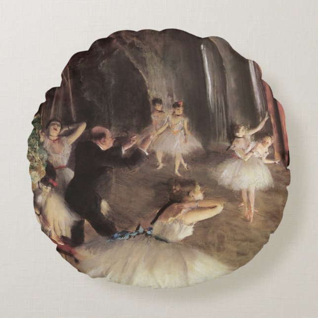 Almofada Redonda Ensaio sobre o Palco de Edgar Degas (Frente)