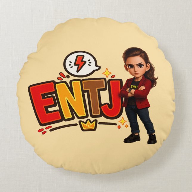 Almofada Redonda ENTJ — A Conquistadora Visionária (Frente)