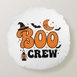 Almofada Redonda Equipe Boo Retro Fofa Design Assustador de Hallowe