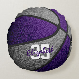Almofada Redonda equipe de cinzas roxas cor basquete feminino