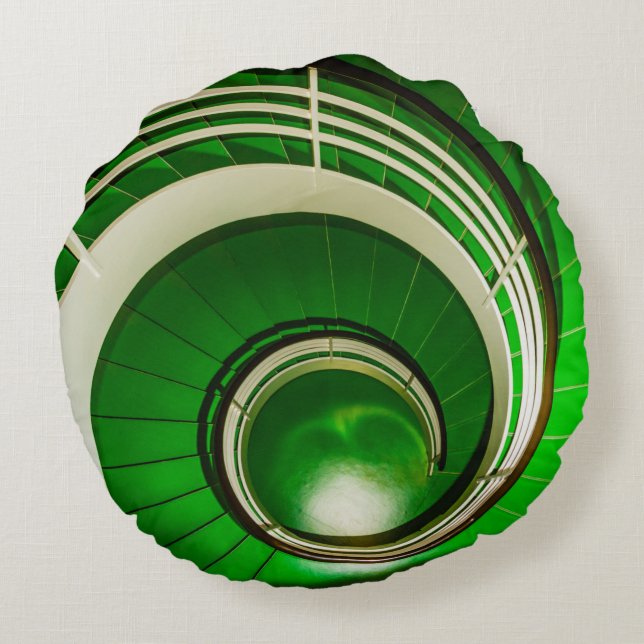 Almofada Redonda Escada Circular Verde (Verso)