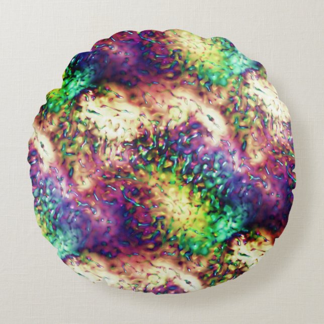 Almofada Redonda Escalas coloridas ou gotas de água (Frente)