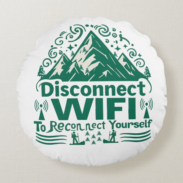 Almofada Redonda Escapar da reconexão digital com a natureza (Frente)