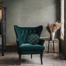 Almofada Redonda Escocês no Monograma Personalizado de Tartan Escur