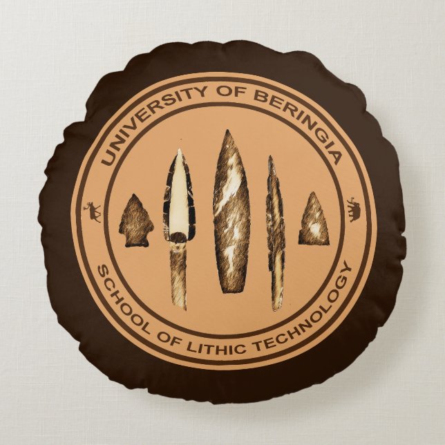 Almofada Redonda Escola Beríngia de Tecnologia Lítica (Frente)