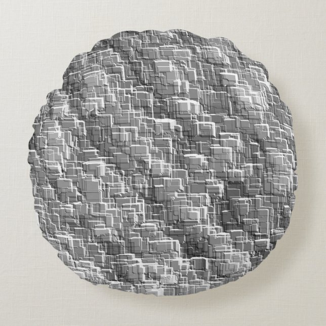 Almofada Redonda Escória de camada extrema de quadrados gravados de (Frente)