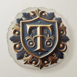 Almofada Redonda Escudo Heráldico Ornado Elegante