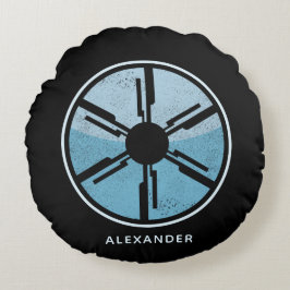 Almofada Redonda Espaço Cósmico Distante Ombre Azul SciFi Futurismo