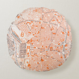 Almofada Redonda Espanha: Mapa de Madrid, C1920