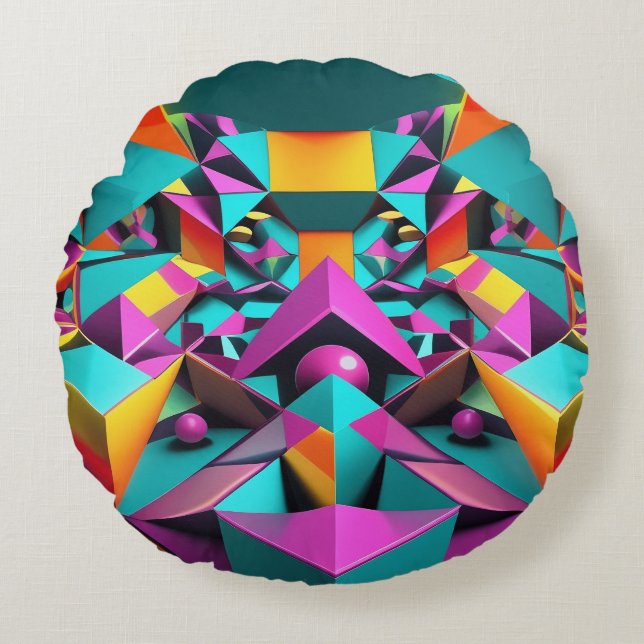 Almofada Redonda Espejismo Geométrico (Frente)