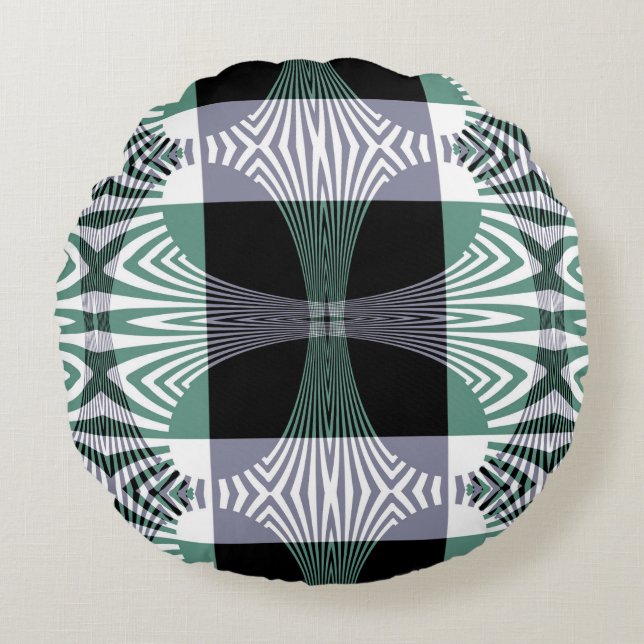 Almofada Redonda Espelhamento infinito de Mandala Opal Quatro-Petal (Frente)