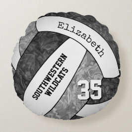 Almofada Redonda espírito da equipe da cinza negra cores voleibol f