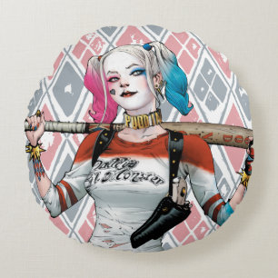 Almofada Redonda Esquadrão Suicida Harley Quinn