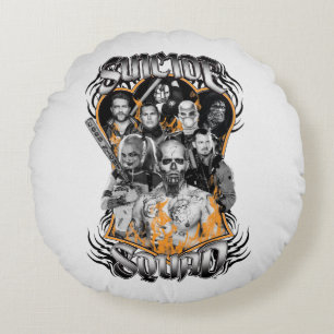 Almofada Redonda Esquadrão Suicida Task Force X Tatuagem Tribal