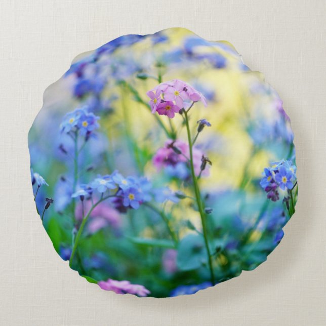 Almofada Redonda Esqueçam-me-não-flores (Verso)
