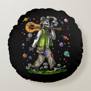 Almofada Redonda Esqueleto Psicodélico Hippie