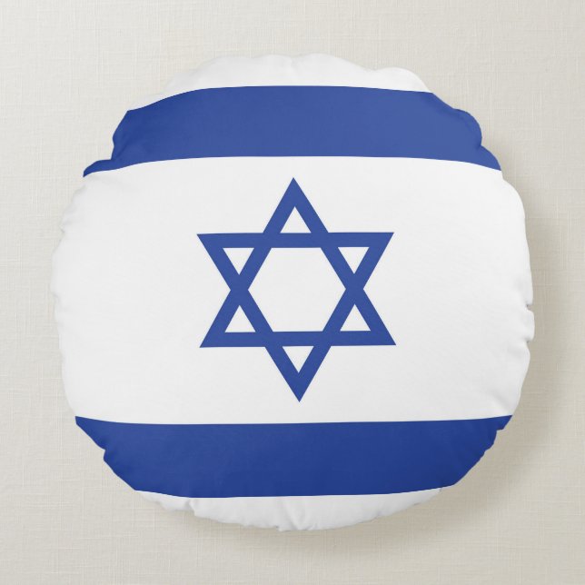 Almofada Redonda Estado de Israel Bandeira, Estrela do Judaísmo Dav (Frente)