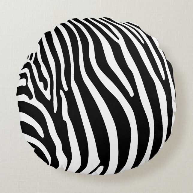 Almofada Redonda Estampa de Zebra (Frente)