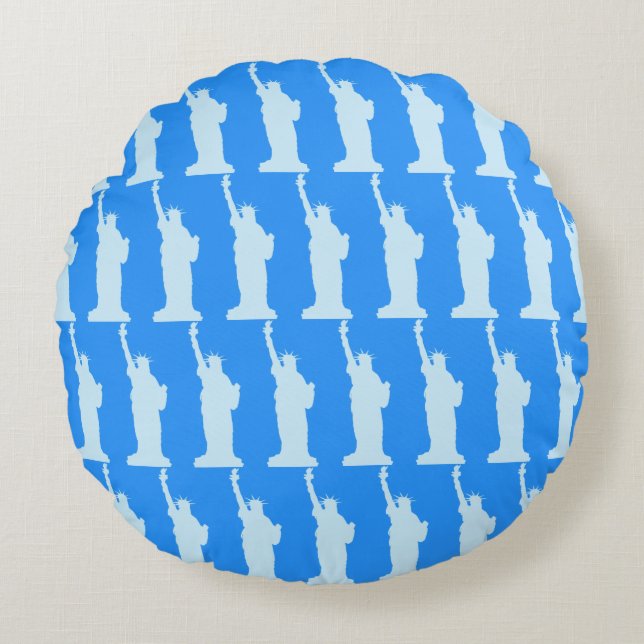 Almofada Redonda Estátua da Liberdade em Nova Iorque - Padrão Elega (Frente)